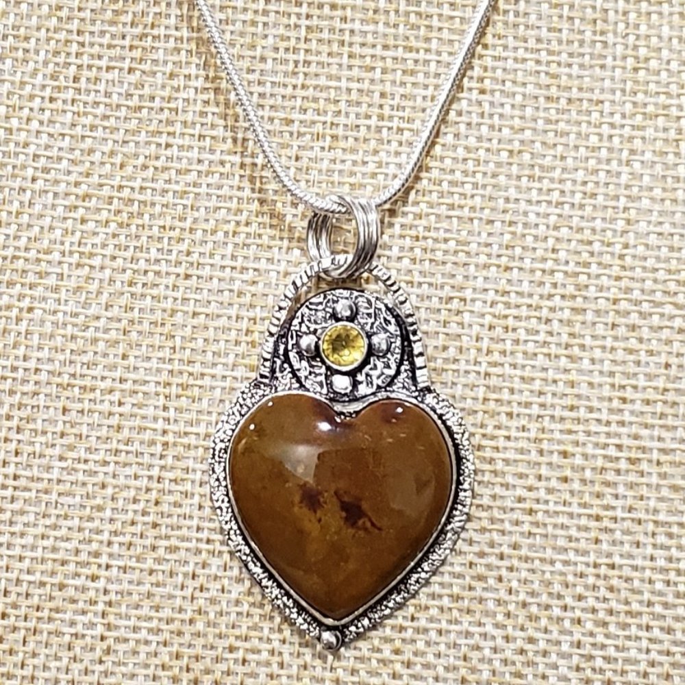 Mookaite necklace, citrine gemstone, natural mookaite, 925 silver pendant